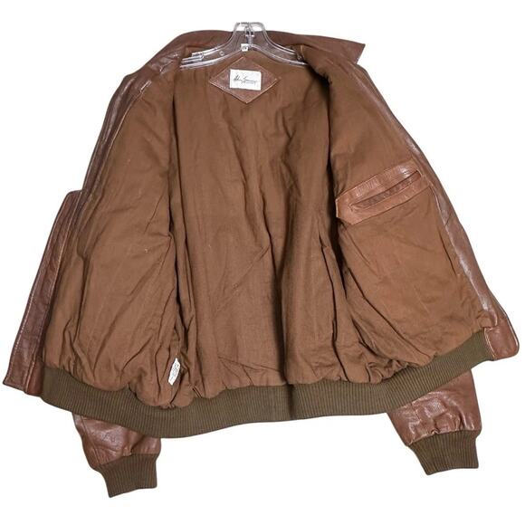 Adam Spencer Vtg Leather A2 Bomber Jacket Distressed Quilted Lining Men's Sz 42 - Picture 4 of 16